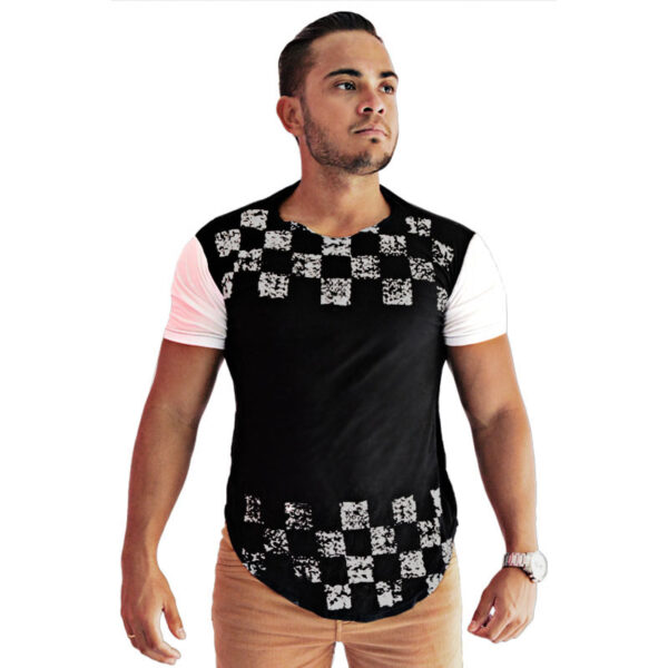 Camiseta Oversized Camisa Swag Masculina Longline Xadrez - Image 4