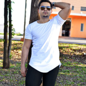 Camiseta Masculina Oversized Lisa Longline Com Ziper