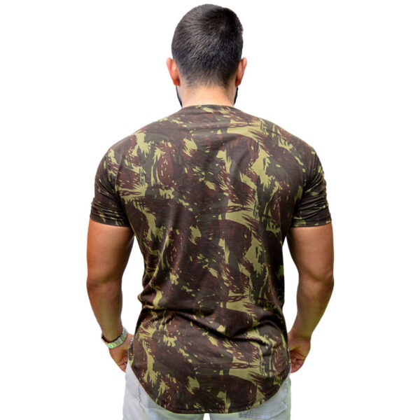 Camisa Longline Oversized Com Ziper Camuflada Exército - Image 3