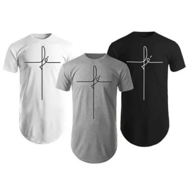 Camiseta Oversized Camisa Swag Masculina Longline Fé