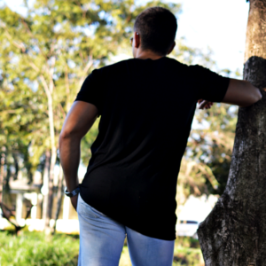 Camiseta Masculina Oversized Barra Recorte Estilo