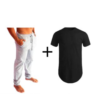 Kit Calça Estilo Moletom Masculina + Camiseta Oversized Básica Lisa